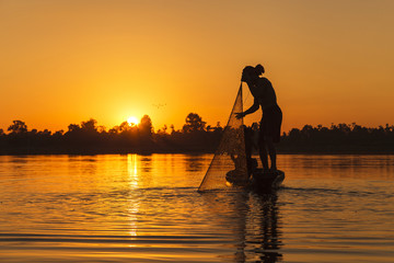 Silhouette of Fisherman