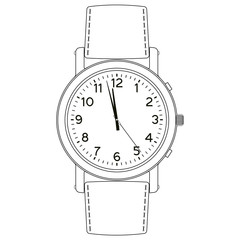 Mechanical watch. Men's hand clock. Vector isolated on white background