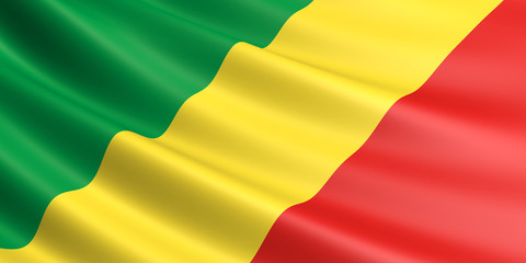 Flag of Republic of the Congo waving in the wind.