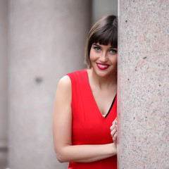 Outdoor portrait of smiling woman