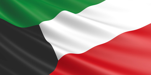 Flag of Kuwait waving in the wind.