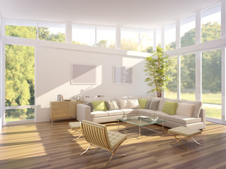 3D rendering of a living room