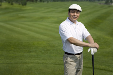 Portrait of a Golfer at Tee Box