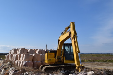 建設機械／山形県庄内地方の工事現場で、建設機械を撮影した写真です。