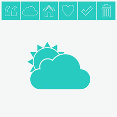 Cloud and sun vector icon. Weather symbol. Cloudy icon.