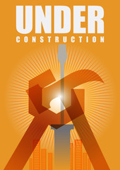 Under construction poster, vector illustration