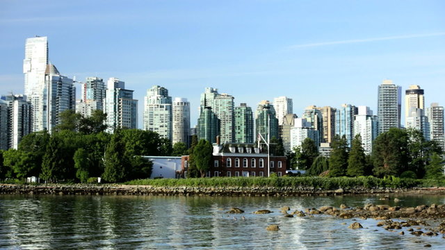 Vancouver City Waterfront apartments Skyscrapers harbor Canada