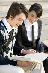 Students on the steps