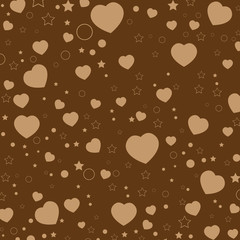 Valentine's Day and colorful Heart on Brown chocolate vector. Vector Valentine's Day Background.
