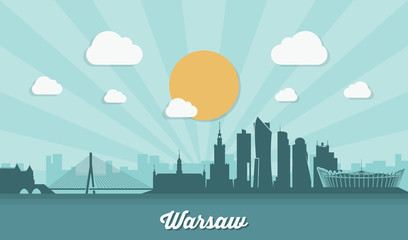 Naklejka premium Warszawa - płaska konstrukcja