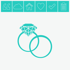 Wedding rings sign icon.