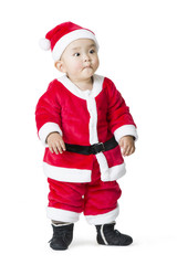 Cute baby in Santa suit