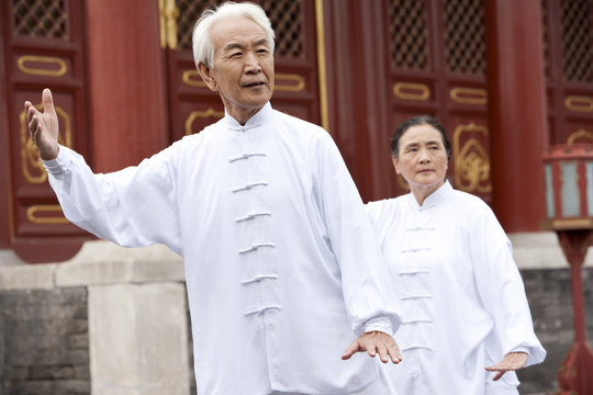Senior Couple Practicing Tai Chi, Temple of Heaven