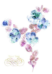 watercolor illustration flowers in simple background