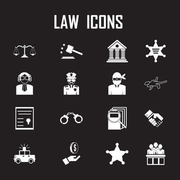 law icons set.