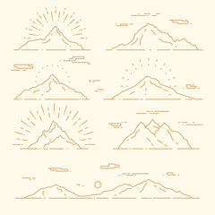 Set mountains vector illustration linear style