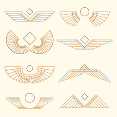 Wings template vector illustration linear style - obrazy, fototapety, plakaty