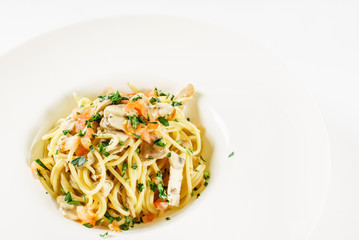 pasta with bacon and vegetables