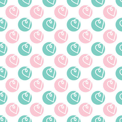 Valentine's Day colorful doodle hearts seamless pattern. Romantic background with hearts.