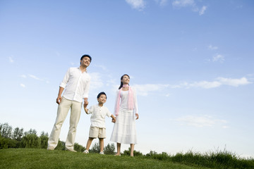 A young family enjoying a beautiful day