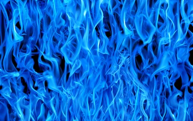 Crédence de cuisine en verre imprimé Flamme bleu sur fond d& 39 étincelles de feu noir
