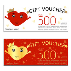 gift voucher vector coupon Valentine's Day heart