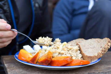 Man eating Healthy vegetarian Breakfast
