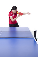 Female athlete playing table tennis 