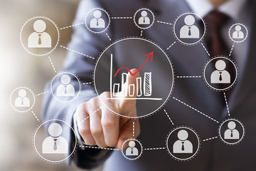 Man with web chart business diagram online icon