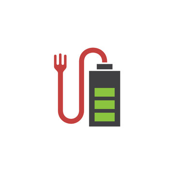 Batteries Fork Food Logo