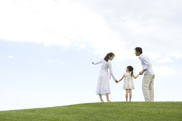 A young family enjoying the park