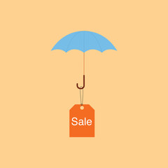 Sale tag icon with umbrella, for autumn - 99413318