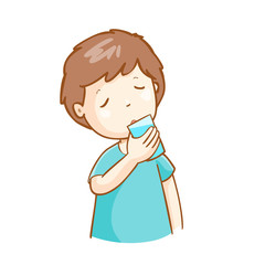 man drinking glass of water vector illustration