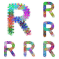 Happy colorful fractal font set - letter R