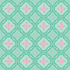 Vector vintage flat seamless pattern with rose