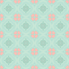 Vector vintage flat seamless pattern with heart