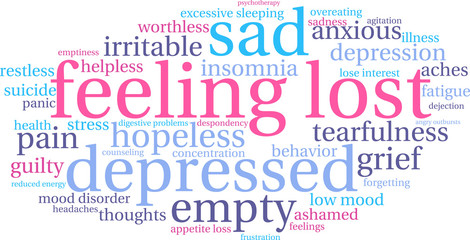 Fototapeta premium Feeling Lost Word Cloud on a white background. 