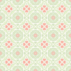 Vector vintage flat seamless pattern with heart
