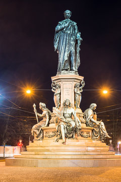 King Max monument in Munich at night