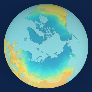 Cartina del mondo, Polo Nord e continenti