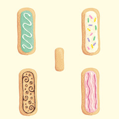 The different types of the I letter in the shape of the cookie with sweet glaze