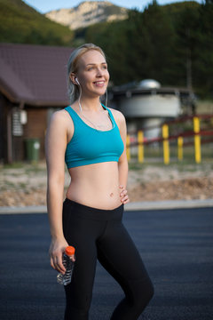 Running woman. Female Runner Jogging during Outdoor Workout in a