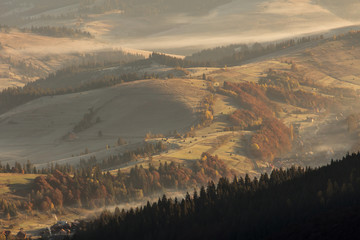 The sun rises in the valley