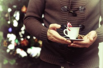 winter time coffe cup in hand