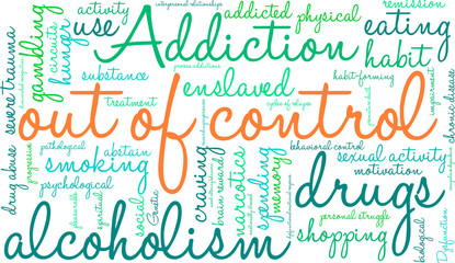 Out Of Control Word Cloud on a white background. 