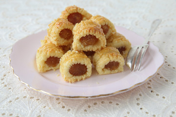 Homemade pineapple cookies, selective focus