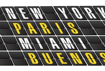 Obraz premium renown cities concept sign on airport board