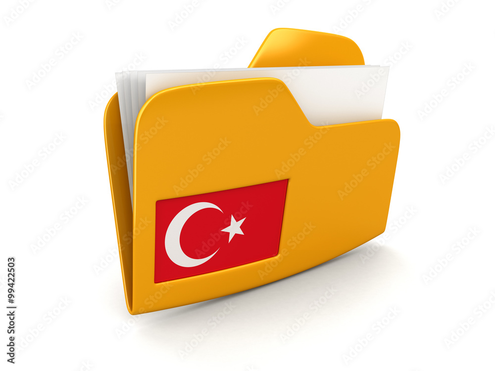 Poster folder and lists with turkish flag. image with clipping path