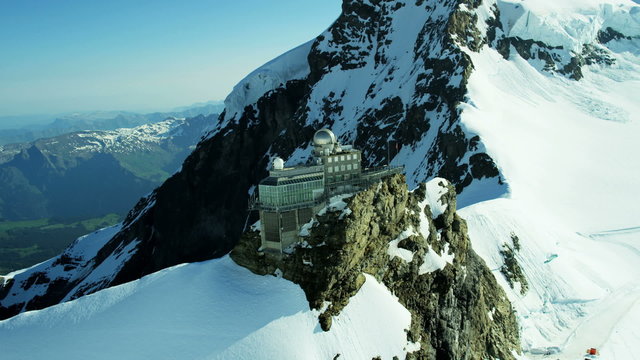 Aerial Swiss Jungfraujoch Sphinx Observatory Grindelwald mountain 