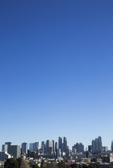 Obraz premium 新宿高層ビル群 全景 快晴青空 大空 コピースペース 2016年